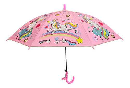 Paraguas Infantil Diseño De Unicornio + Silbato De Seguridad