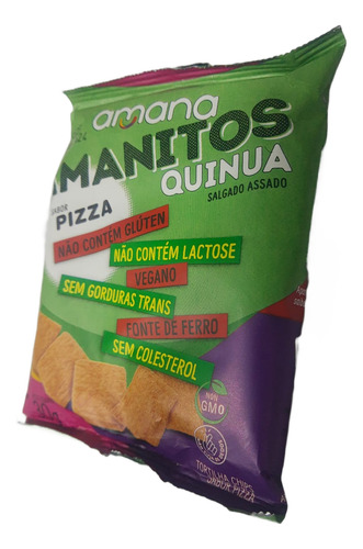 Snack Quinua Amanitos Sabor Pizza Sem Lactose Kit 6un