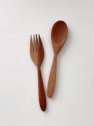 Set Cuchara Y Tenedor De Madera - Imp Indonesia Marrón