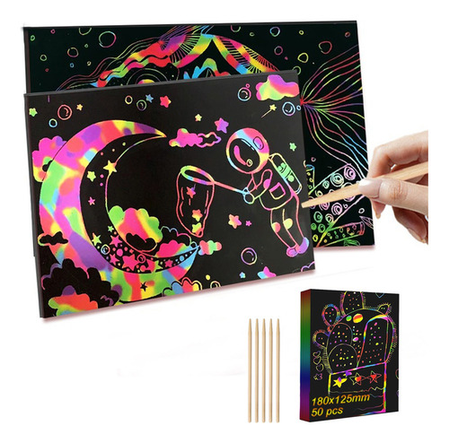 Xyl Set S Scratch Paper Art, 50 Piezas, Papel De Rascar