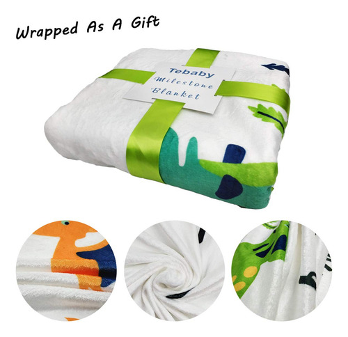 Baby Monthly Milestone Blanket Boy - Dinosaur Neutral Newbor