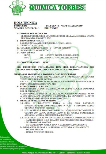 Thinner Acrilico N1 (thinner) X 3 Litros