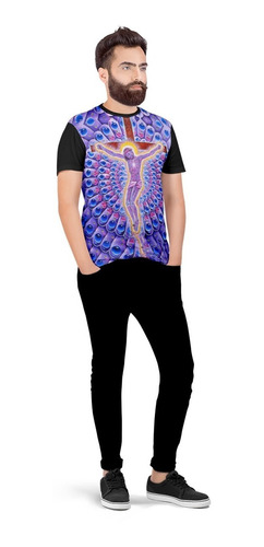 Camiseta Clubber Fluorescente Trance Rave Alex Grey God