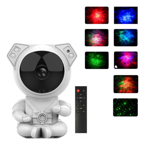 Projetor Astronauta Galaxia Led Abajur Infantil De Mesa Cor da cúpula Preto Cor da estrutura Branco 110V/220V