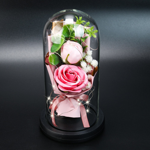 Lámpara Rosa Con Pantalla De Vidrio Con Base Negra Pink2