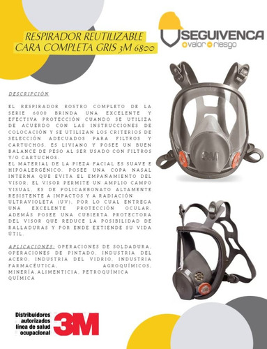 Respirador Reutilizable Cara Completa Gris 6800 