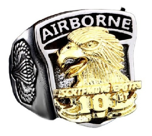 Anillo Aguila Militar Color Plata Acero Inoxidable Hombre