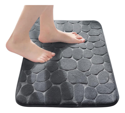 Tapete De Baño Absorbente, Suave Y Antideslizante 60x40cm Gris Oscuro Coral