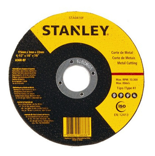 Disco De Corte 115x 3,0x 22,23mm Metal Sta0410f Stanley