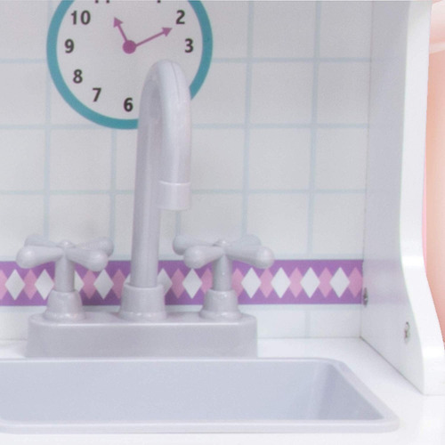 Cocina De Madera Vintage Kids House Modelo Coc4vb Color Blanca / Rosa