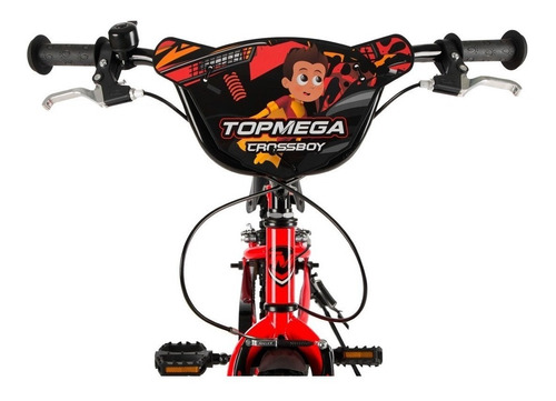 Imagen 6 de 6 de Bicicleta infantil TopMega Superhéroes Crossboy R16 frenos v-brakes color rojo con ruedas de entrenamiento