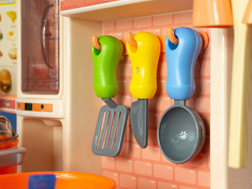 Cocina Cocinita Infantil Luz, Sonido,agua, Vapor 42 Pcs Color Rosa