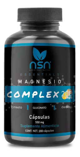 Magnesio 200 Cápsulas | Citrato Gluconato Oxido | 500 Mg Sabor Sin sabor