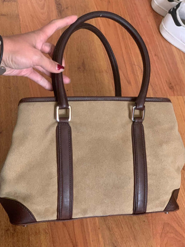 Preciosa Bolsa Coach Hobo Gamuza Piel Beige Café Tag Origina