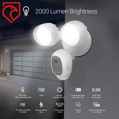 Imagen 4 de 4 de Camara Ip Seguridad Exterior Luz Led Ezviz Ip 1080p Lc1c