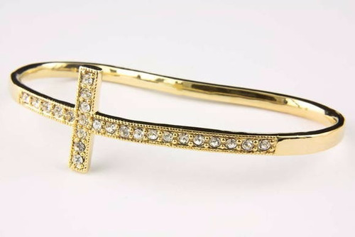 Imagem 5 de 8 de Pulseira De Mão Cruz Dourada Em Puro Strass