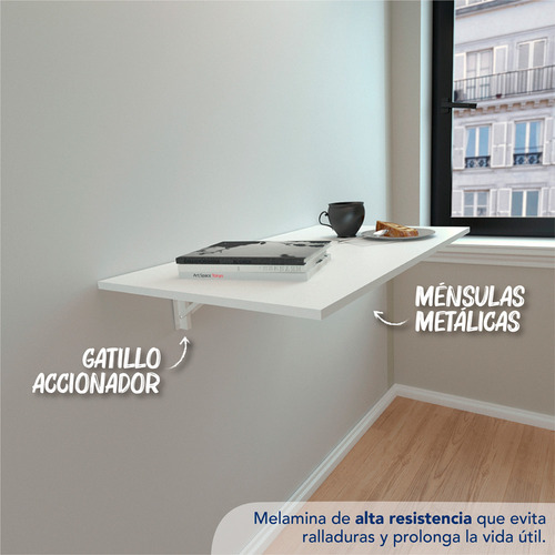 Escritorio De Melamina Rebatible Blanco Centro Estant