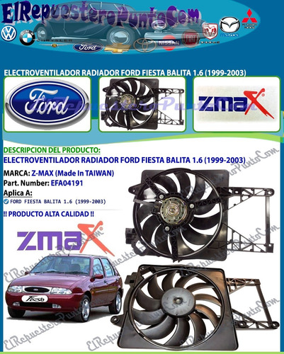 Electroventilador Radiador Fiesta Balita 1.6 Ka Ecosport 1.6