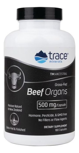 Trace Minerals Beef Organs Hormonas 500mg 180 Capsulas Sabor Sin Sabor