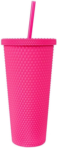 Vaso Rojo Fluorescente Mate Tachonado De 24 Onzas Taza De Pl