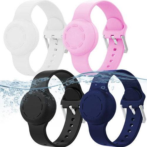 4 Pack Kids Waterproof Airtag Pulsera, Caso De Silicona Com1