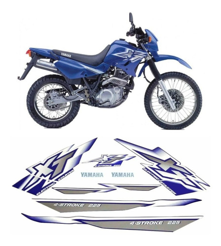 Kit Adesivos Yamaha Xt225 2000 Azul 00740 Cor ADESIVO LATERAL