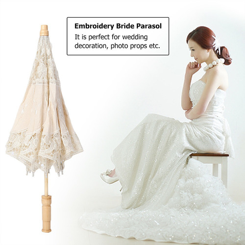Imagem 6 de 6 de Handmade Lace Flor Bordado Guarda-sol Casamento Noiva Foto