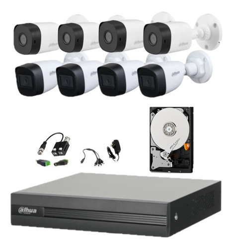 Kit 8 Camara Bullet 5mp 4 Audio Dvr 16ch Baluns Dahua 2tb 