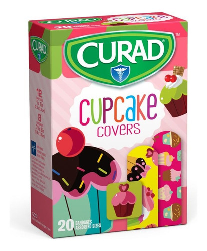 Bandita Curita Adhesiva Infantil Cupcake Curad Medline 20pzs