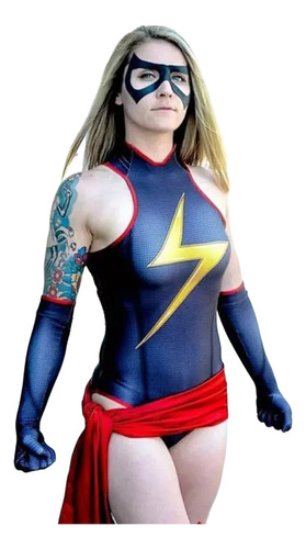 Espectacular Disfraz Mrs Marvel Cosplay Avengers Mujer