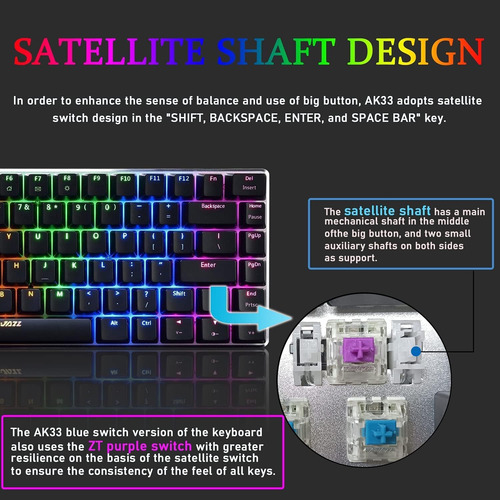 Teclado Ak33 Mecánico Led Rgb 82 Teclas