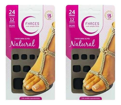 Unhas Postiças Fhaces Pé Color Black Fosco-2kits C/24un Cada
