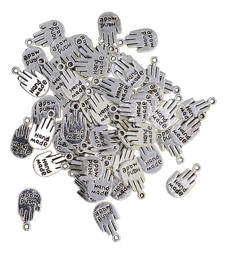 50pcs Forma De Plata Antigua Etiqueta Mano Colgante Para