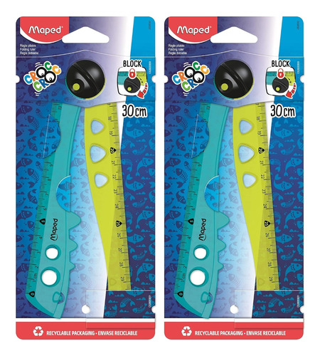 2 Reglas Plegables Maped Croc Croc Con Bloqueo 30cm