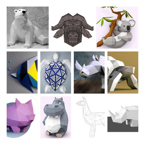 Animales #1 - 11 Moldes - Papercraft - Origami - Pdf