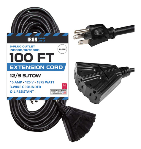 Iron Forge Cable De Extensión Negro Resistente Al Aceite De 