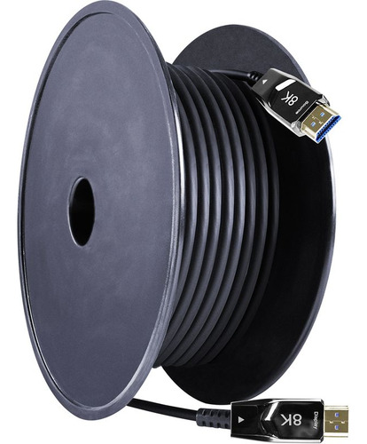 Cabo Hdmi 8k Fibra Óptica 2.1 3d 30 Metros Hdr10 Aquário