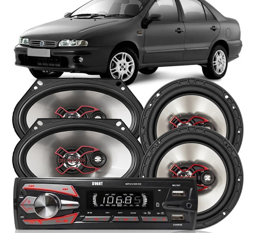 Kit Auto Falante Marea Sedan 98 98 A 07 Radio Bluetooth Mp3