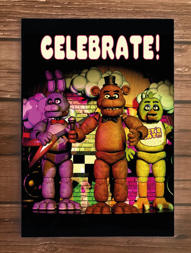 Cuadro De Madera Five Nights At Freddy's Celebrate 21 X 30