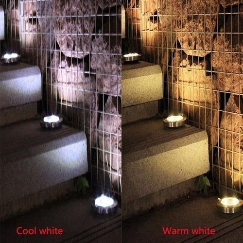 12 Led Luz Solar Lámpara De Tierra Terraza De Jardín Al