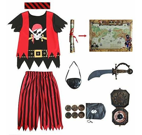Disfraz De Pirata Para Niños, Juego Completo De Vestimenta D