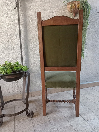 Silla De Estilo - Tapizado En Pana - Excelente Estado Madera Verde Musgo (Usado)
