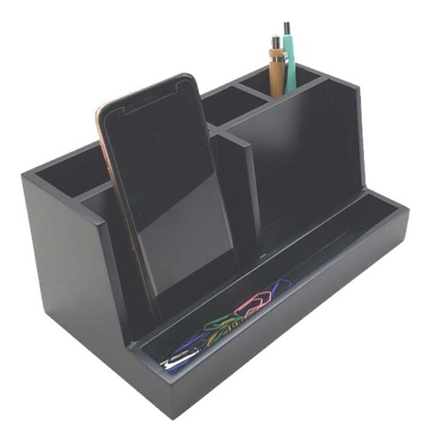 Organizador De Escritorio Preto Home Office Mdf Laca Luxo 