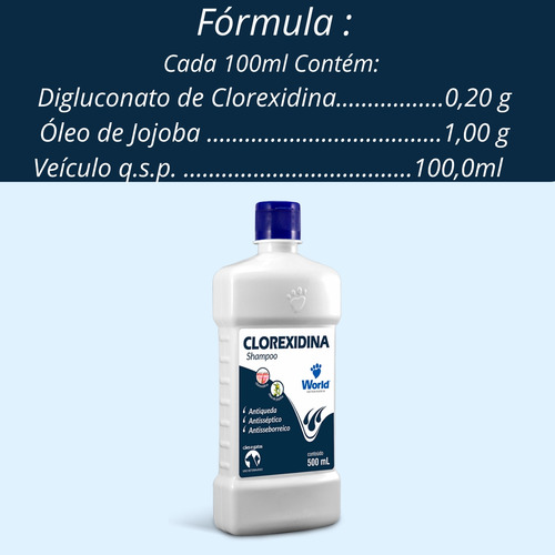 Shampoo Clorexidina 500 Ml Dermatite Canina Antiqueda