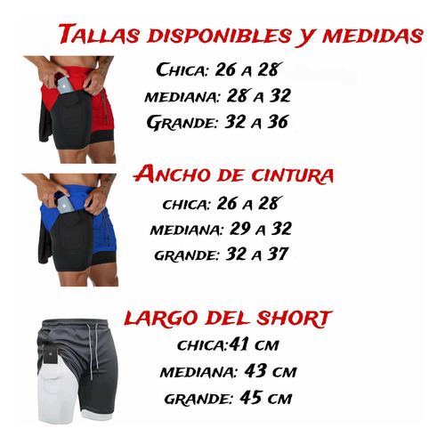Shorts Gym Hombre 2 En 1 Bolsa Celular Pantalones Cortos