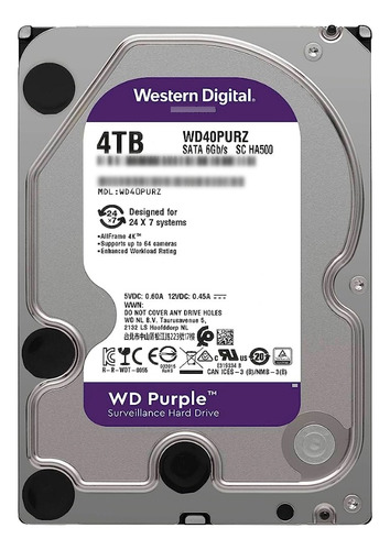 Disco Duro Purple Western Digital 4tb Sata 5400rmp Cctv Dvr