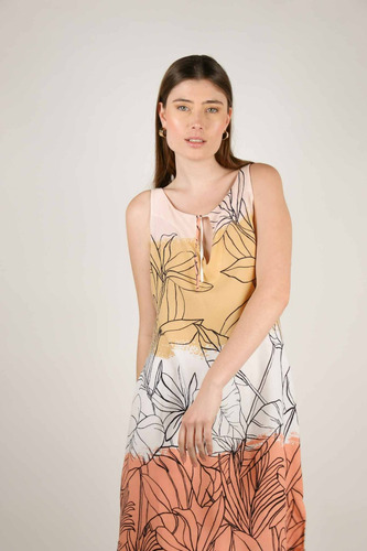 Vestido Escote Tajo Beige