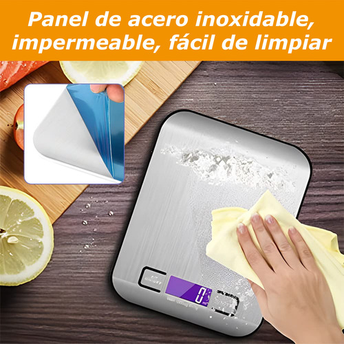 Bascula Digital De Cocina Balanza Para Alimentos - Y Plateado 5 Kg