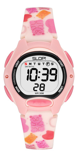 Reloj Infantil Slop Para Niña Sw25102l3 Print Ositos Correa Rosa