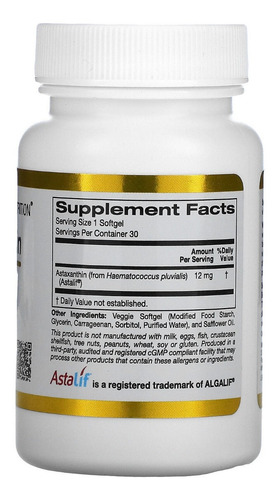 Imagem 2 de 2 de Astaxantina Islandesa Importada (c/ Astalif), 12mg - 30 Caps
